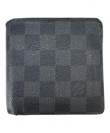 LOUIS VUITTON（ルイ ヴィトン）の古着「LOUIS VUITTON 　ポルトフォイユ・マルコ　ダミエ・グラフィット 　2つ折り財布」｜ブラック