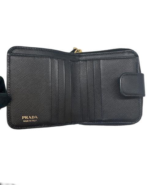 PRADA（プラダ）PRADA (プラダ) PRADA 　サフィアーノ 　2つ折り財布 ブラックの古着・服飾アイテム