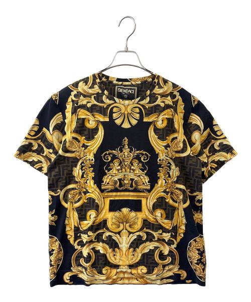 FENDI（フェンディ）FENDI (フェンディ) VERSACE (ヴェルサーチェ) FENDI　VERSACE　半袖カットソー ブラック×イエロー サイズ:Sの古着・服飾アイテム