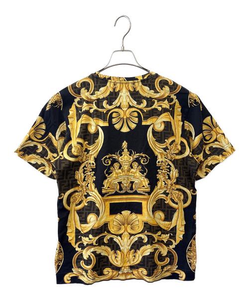 FENDI（フェンディ）FENDI (フェンディ) VERSACE (ヴェルサーチェ) FENDI　VERSACE　半袖カットソー ブラック×イエロー サイズ:Sの古着・服飾アイテム