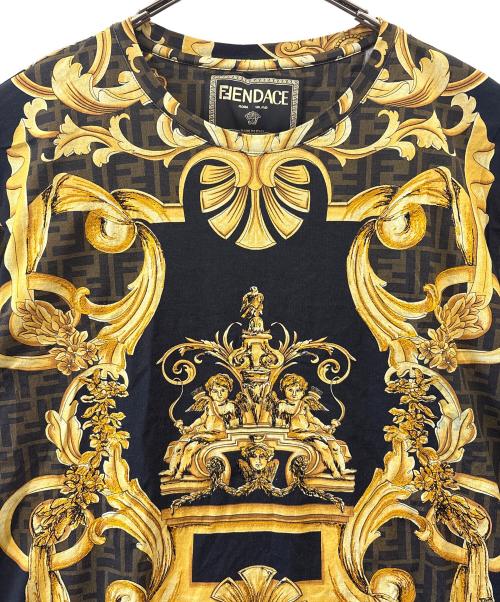 FENDI（フェンディ）FENDI (フェンディ) VERSACE (ヴェルサーチェ) FENDI　VERSACE　半袖カットソー ブラック×イエロー サイズ:Sの古着・服飾アイテム