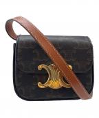 CELINEセリーヌ）の古着「CELINE トリオンフ　ショルダーポーチ」｜ブラック×ブラウン