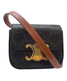 CELINE（セリーヌ）の古着「CELINE トリオンフ　ショルダーポーチ」｜ブラック×ブラウン