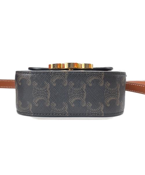 CELINE（セリーヌ）CELINE (セリーヌ) CELINE トリオンフ　ショルダーポーチ ブラック×ブラウンの古着・服飾アイテム