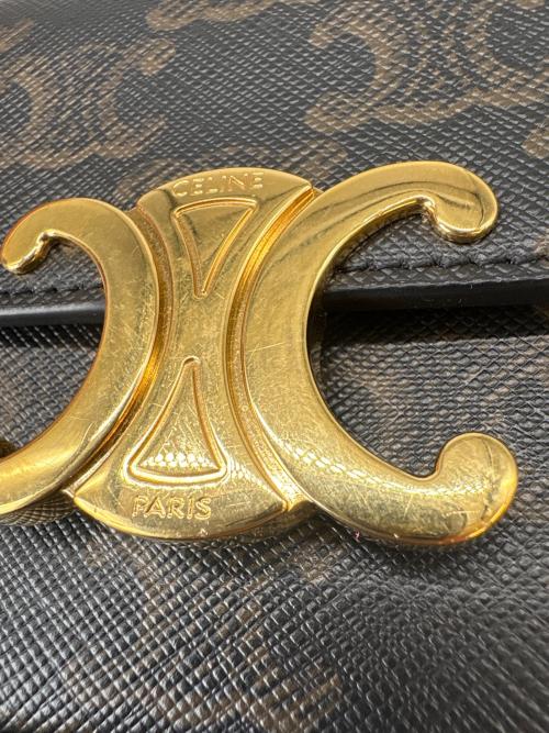 CELINE（セリーヌ）CELINE (セリーヌ) CELINE トリオンフ　ショルダーポーチ ブラック×ブラウンの古着・服飾アイテム