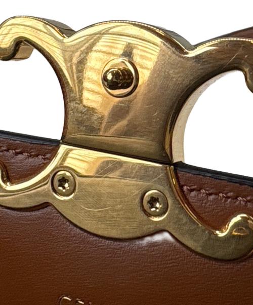 CELINE（セリーヌ）CELINE (セリーヌ) CELINE トリオンフ　ショルダーポーチ ブラック×ブラウンの古着・服飾アイテム