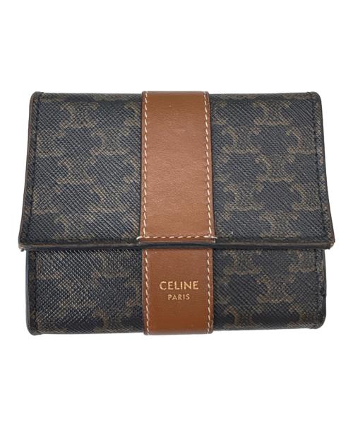 CELINE（セリーヌ）CELINE (セリーヌ) CELINE トリオンフ　3つ折り財布 ブラウンの古着・服飾アイテム