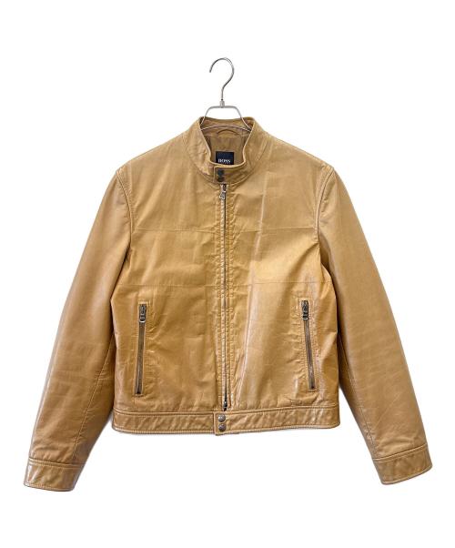 HUGO BOSS（ヒューゴ ボス）HUGO BOSS (ヒューゴ ボス) HUGO BOSS　シングルライダースジャケット ブラウン サイズ:48の古着・服飾アイテム