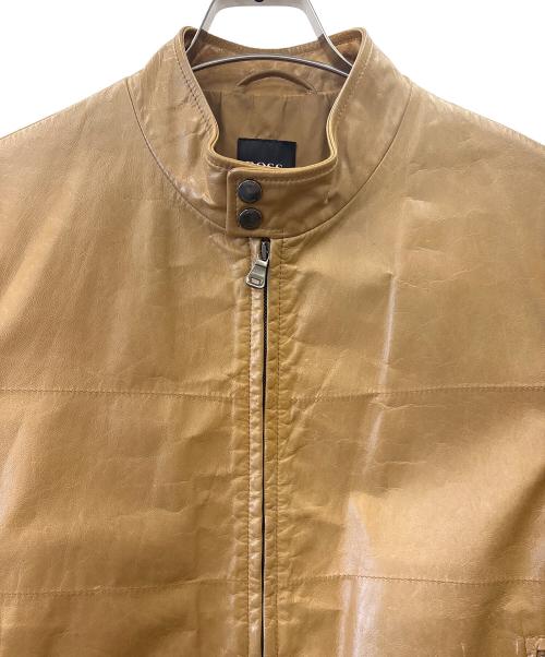 HUGO BOSS（ヒューゴ ボス）HUGO BOSS (ヒューゴ ボス) HUGO BOSS　シングルライダースジャケット ブラウン サイズ:48の古着・服飾アイテム