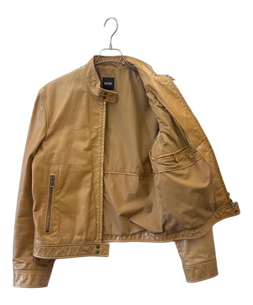 HUGO BOSS（ヒューゴ ボス）HUGO BOSS (ヒューゴ ボス) HUGO BOSS　シングルライダースジャケット ブラウン サイズ:48の古着・服飾アイテム