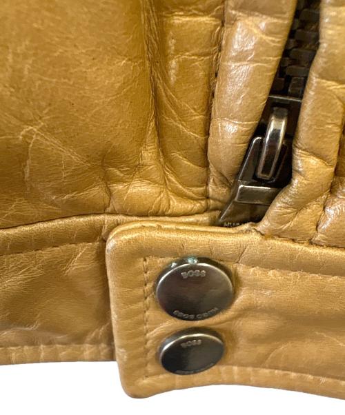 HUGO BOSS（ヒューゴ ボス）HUGO BOSS (ヒューゴ ボス) HUGO BOSS　シングルライダースジャケット ブラウン サイズ:48の古着・服飾アイテム