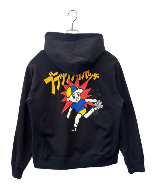 BlackEyePatch（ブラックアイパッチ）BlackEyePatch (ブラックアイパッチ) BlackEyePatch　飛び出し坊や　プルオーバーパーカー ブラック サイズ:Mの古着・服飾アイテム