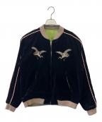 CROPPED HEADSクロップドヘッズ）の古着「CROPPED HEADS　スカジャン　鹿　鶴」｜ブラック