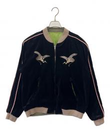 CROPPED HEADS（クロップドヘッズ）の古着「CROPPED HEADS　スカジャン　鹿　鶴」｜ブラック