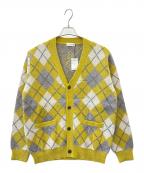MACKINTOSH PHILOSOPHYマッキントッシュ フィロソフィー）の古着「MACKINTOSH PHILOSOPHY モヘヤアーガイルカーディガン　厚手カーディガン」｜イエロー×グレー