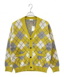 MACKINTOSH PHILOSOPHY（マッキントッシュ フィロソフィー）の古着「MACKINTOSH PHILOSOPHY モヘヤアーガイルカーディガン　厚手カーディガン」｜イエロー×グレー