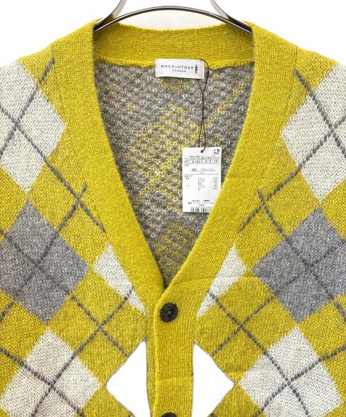 MACKINTOSH PHILOSOPHY（マッキントッシュ フィロソフィー）MACKINTOSH PHILOSOPHY (マッキントッシュ フィロソフィー) MACKINTOSH PHILOSOPHY モヘヤアーガイルカーディガン　厚手カーディガン イエロー×グレー サイズ:LLの古着・服飾アイテム