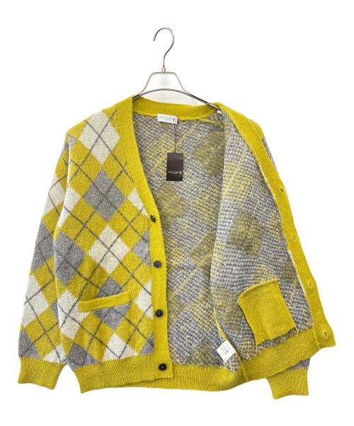 MACKINTOSH PHILOSOPHY（マッキントッシュ フィロソフィー）MACKINTOSH PHILOSOPHY (マッキントッシュ フィロソフィー) MACKINTOSH PHILOSOPHY モヘヤアーガイルカーディガン　厚手カーディガン イエロー×グレー サイズ:LLの古着・服飾アイテム