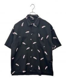 go slow caravan（ゴースローキャラバン）の古着「go slow caravan　ウーパールーパー総柄スナップシャツ　半袖シャツ」｜ブラック