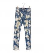 BILLIONAIRE BOYS CLUBビリオネアボーイズクラブ）の古着「BILLIONAIRE BOYS CLUB　BB STIKA JEAN - ASTRAL　ダメージ・ブリーチ加工デニムパンツ」｜ブルー×ホワイト