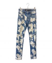 BILLIONAIRE BOYS CLUB（ビリオネアボーイズクラブ）の古着「BILLIONAIRE BOYS CLUB　BB STIKA JEAN - ASTRAL　ダメージ・ブリーチ加工デニムパンツ」｜ブルー×ホワイト