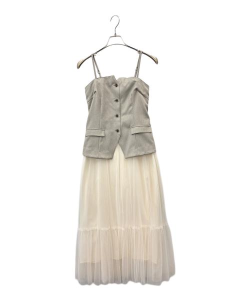 Mystrada（マイストラーダ）Mystrada (マイストラーダ) Mystrada　ノースリーブワンピース ベージュ×ホワイト サイズ:38の古着・服飾アイテム