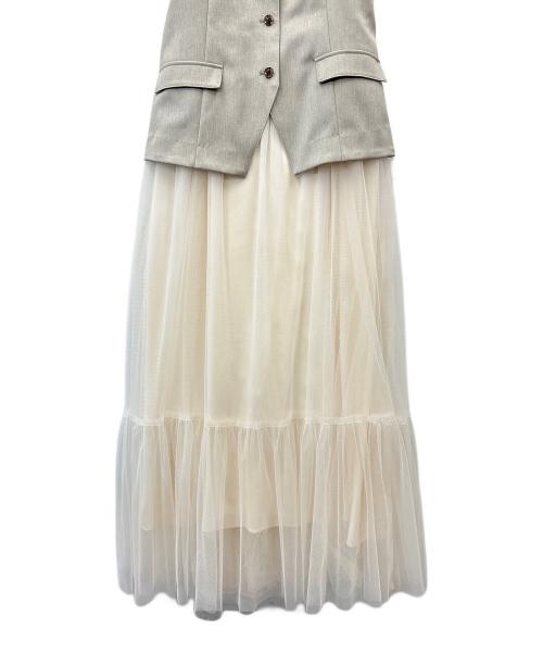 Mystrada（マイストラーダ）Mystrada (マイストラーダ) Mystrada　ノースリーブワンピース ベージュ×ホワイト サイズ:38の古着・服飾アイテム