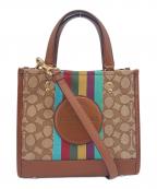 COACHコーチ）の古着「COACH 　デンプシートート22 シグネチャージャカード ウィズ ストライプアンドコーチパッチ 　2WAYショルダーバッグ」