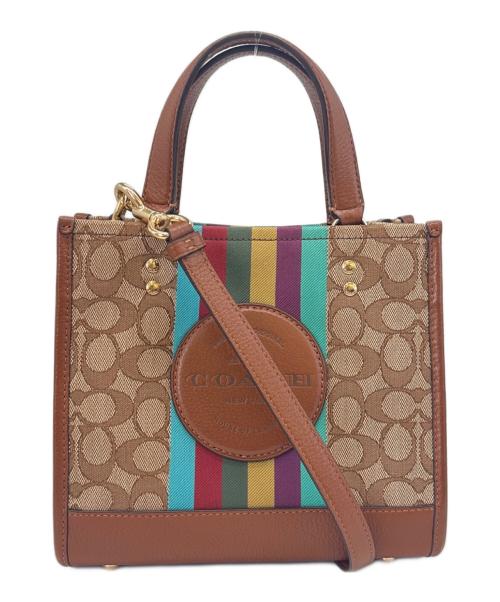COACH（コーチ）COACH (コーチ) COACH 　デンプシートート22 シグネチャージャカード ウィズ ストライプアンドコーチパッチ 　2WAYショルダーバッグの古着・服飾アイテム