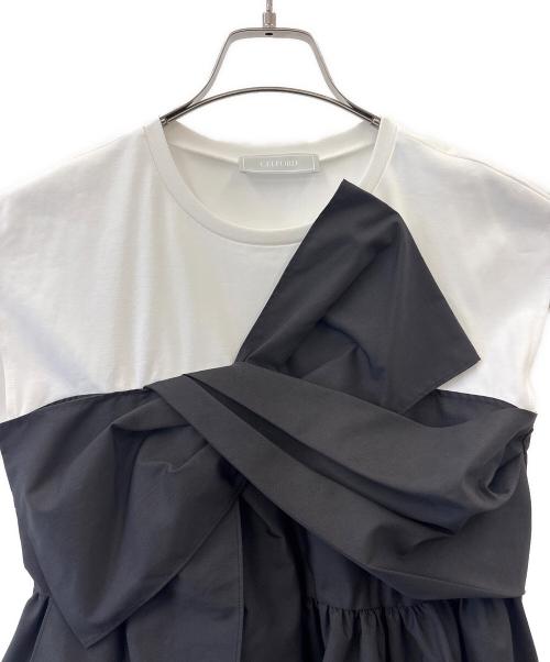 CELFORD（セルフォード）CELFORD (セルフォード) CELFORD　ノースリーブカットソー ホワイト×ブラック サイズ:Fの古着・服飾アイテム