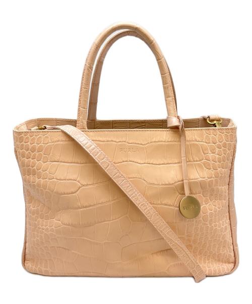 FURLA（フルラ）FURLA (フルラ) FURLA　型押し2WAYバッグ ライトピンクの古着・服飾アイテム
