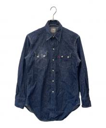 LEVI'S VINTAGE CLOTHING（リーバイス ビンテージ クロージング）の古着「LEVI'S VINTAGE CLOTHING　ショートホーン復刻モデル　90sウェスタンシャツ 米国バレンシア工場製」｜ネイビー