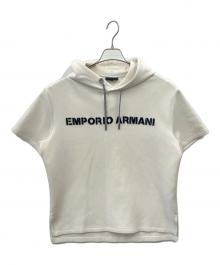 EMPORIO ARMANI（エンポリオ アルマーニ）の古着「EMPORIO ARMANI　半袖パーカー」｜ホワイト
