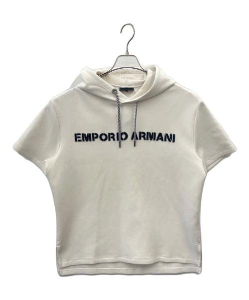 EMPORIO ARMANI（エンポリオ アルマーニ）EMPORIO ARMANI (エンポリオ アルマーニ) EMPORIO ARMANI　半袖パーカー ホワイト サイズ:Ｍの古着・服飾アイテム