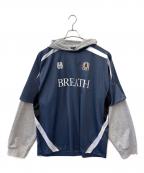 BREATHブレス）の古着「BREATH　BH LOGO LAYERED GAME SHIRT HOODIE　長袖カットソー」｜ネイビー×グレー