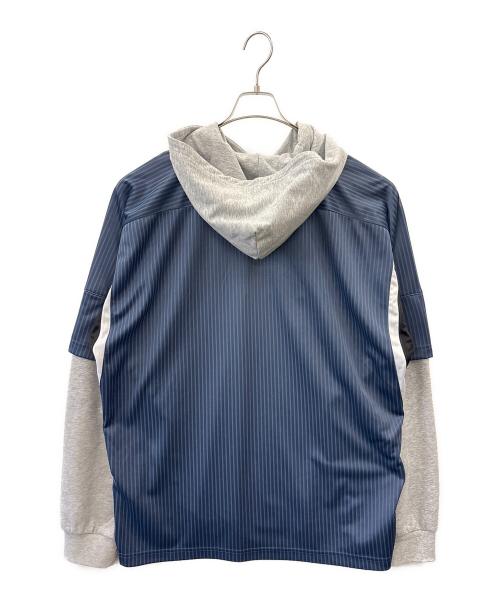 BREATH（ブレス）BREATH (ブレス) BREATH　BH LOGO LAYERED GAME SHIRT HOODIE　長袖カットソー ネイビー×グレー サイズ:2XLの古着・服飾アイテム