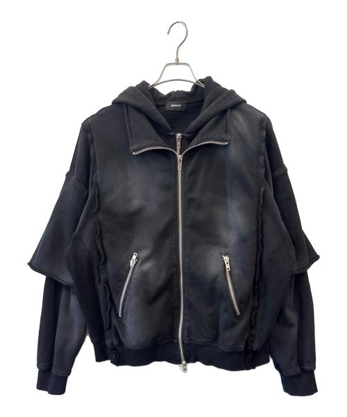 BREATH（ブレス）BREATH (ブレス) BREATH　BLEACH LAYERED ZIP HOODIE　ジップパーカー ブラック サイズ:Mの古着・服飾アイテム