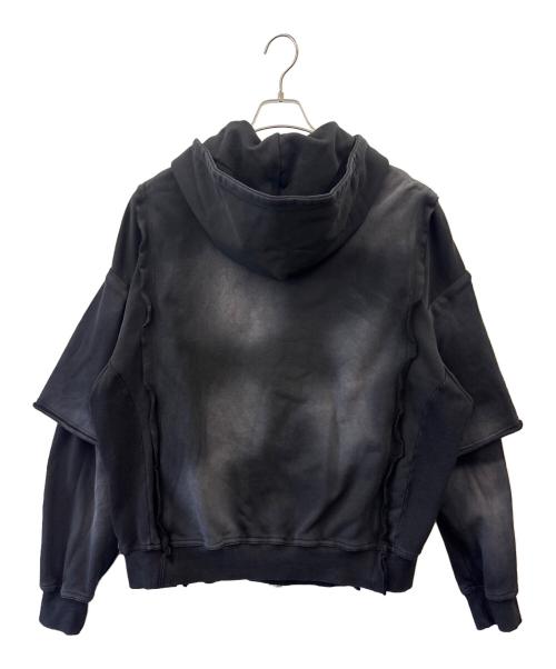 BREATH（ブレス）BREATH (ブレス) BREATH　BLEACH LAYERED ZIP HOODIE　ジップパーカー ブラック サイズ:Mの古着・服飾アイテム