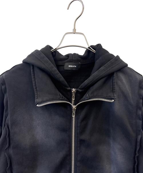 BREATH（ブレス）BREATH (ブレス) BREATH　BLEACH LAYERED ZIP HOODIE　ジップパーカー ブラック サイズ:Mの古着・服飾アイテム