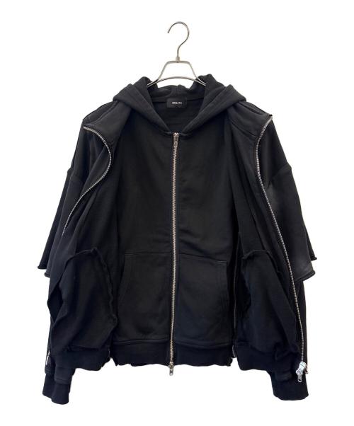 BREATH（ブレス）BREATH (ブレス) BREATH　BLEACH LAYERED ZIP HOODIE　ジップパーカー ブラック サイズ:Mの古着・服飾アイテム