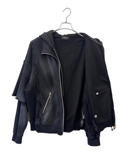 BREATH（ブレス）BREATH (ブレス) BREATH　BLEACH LAYERED ZIP HOODIE　ジップパーカー ブラック サイズ:Mの古着・服飾アイテム