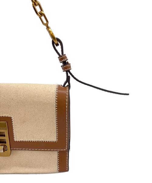 CHARLES & KEITH（チャールズアンドキース）CHARLES & KEITH (チャールズアンドキース) CHARLES & KEITH　キャンバス ターンロックチェーンハンドルバッグ　ハンドバッグ アイボリー×ブラウンの古着・服飾アイテム