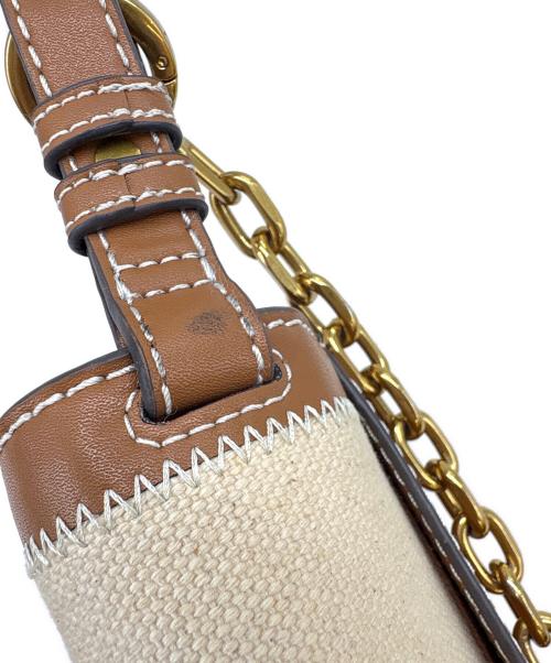 CHARLES & KEITH（チャールズアンドキース）CHARLES & KEITH (チャールズアンドキース) CHARLES & KEITH　キャンバス ターンロックチェーンハンドルバッグ　ハンドバッグ アイボリー×ブラウンの古着・服飾アイテム
