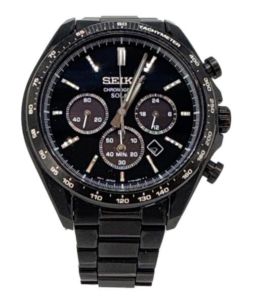 SEIKO（セイコー）SEIKO (セイコー) SEIKO　SSブレスレット　クロノグラフ ブラックの古着・服飾アイテム