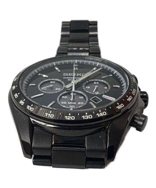 SEIKO（セイコー）SEIKO (セイコー) SEIKO　SSブレスレット　クロノグラフ ブラックの古着・服飾アイテム