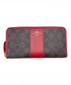 COACHコーチ）の古着「COACH　シグネチャー　長財布」｜ブラウン×レッド