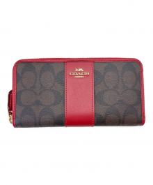 COACH（コーチ）の古着「COACH　シグネチャー　長財布」｜ブラウン×レッド