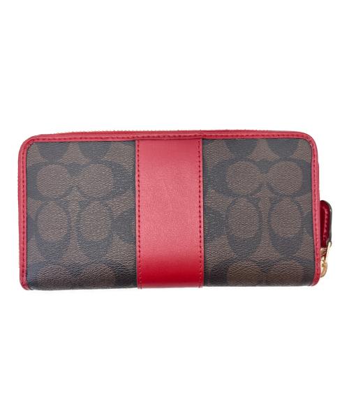 COACH（コーチ）COACH (コーチ) COACH　シグネチャー　長財布 ブラウン×レッドの古着・服飾アイテム