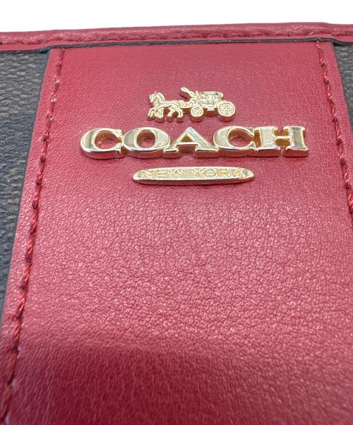 COACH（コーチ）COACH (コーチ) COACH　シグネチャー　長財布 ブラウン×レッドの古着・服飾アイテム