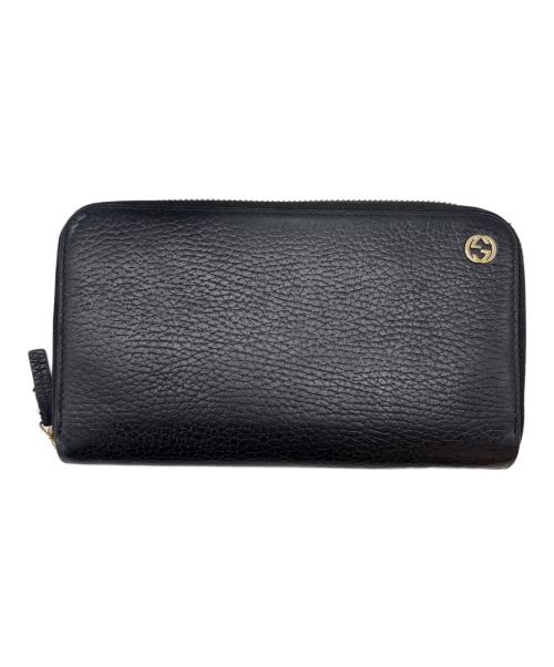 GUCCI（グッチ）GUCCI (グッチ) GUCCI　ラウンドファスナー　インターロッキングG　長財布 ブラックの古着・服飾アイテム